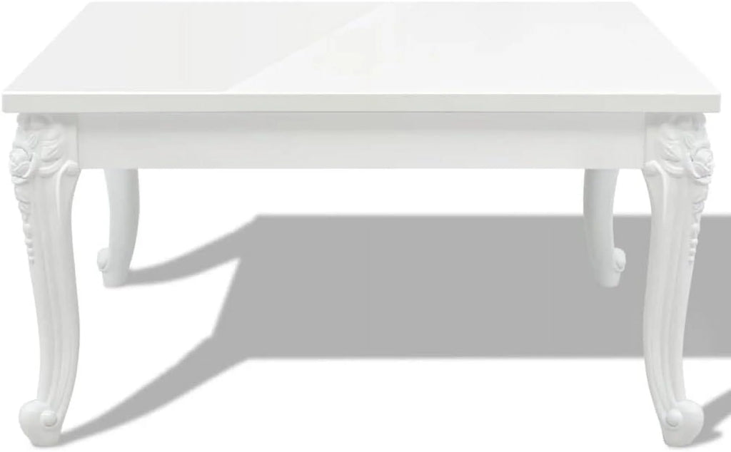 Coffee Table End Table with Plastic Legs High Gloss White V38508