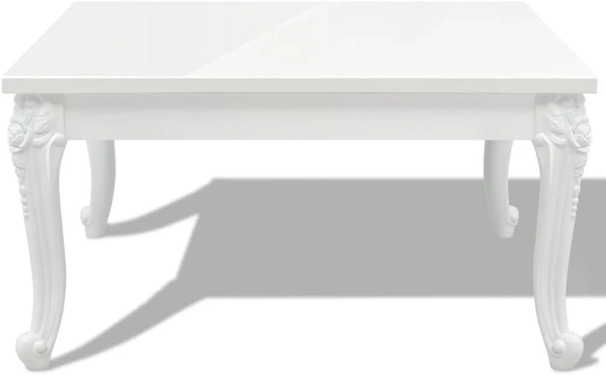 Coffee Table End Table with Plastic Legs High Gloss White V38508