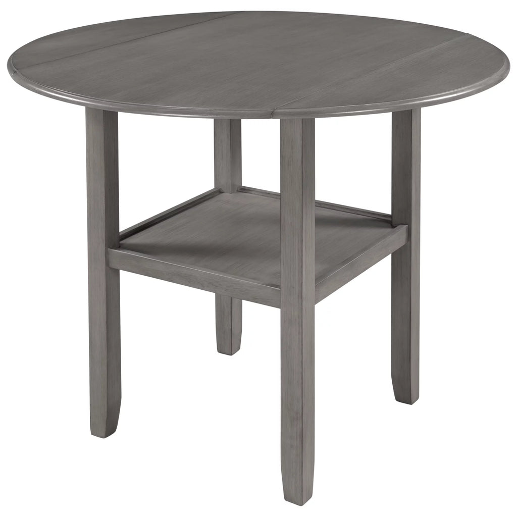 Round Drop Leaf Kitchen Dining Table with Shelf N557356