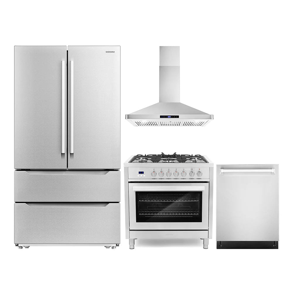 36 Dual Fuel Range, Wall Mount Range Hood, Refrigerator with Ice Maker and Dishwasher R1376