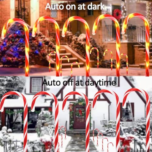 24 Pack Solar Candy Cane Lights Outdoor Waterproof with 8 Modes T31254