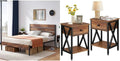 Queen Bed Frame with Wood Headboard and Footboard and Nightstand Set of 2 S299530