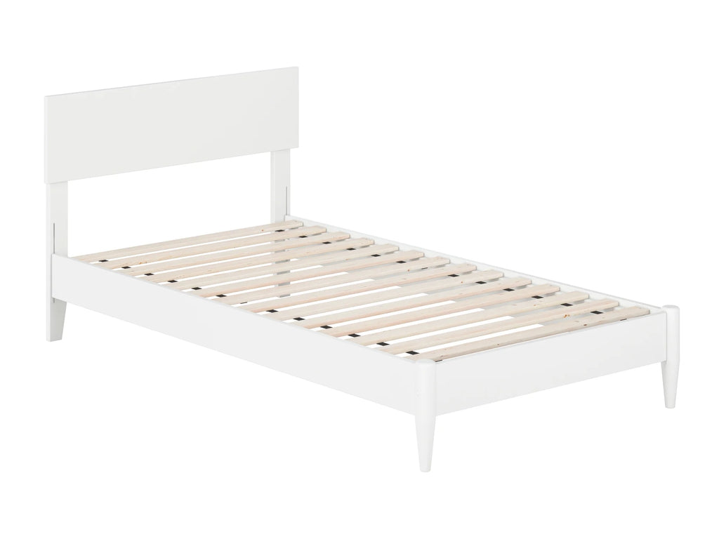 White Solid Wood Low Profile Platform Bed J825457