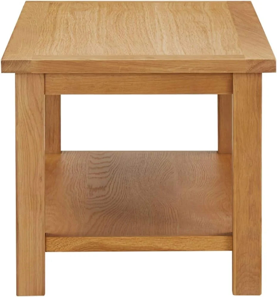 Solid Oak Wood Coffee Table Brown Dark Rectangular 35.4"x17.7"x15.7" S1162