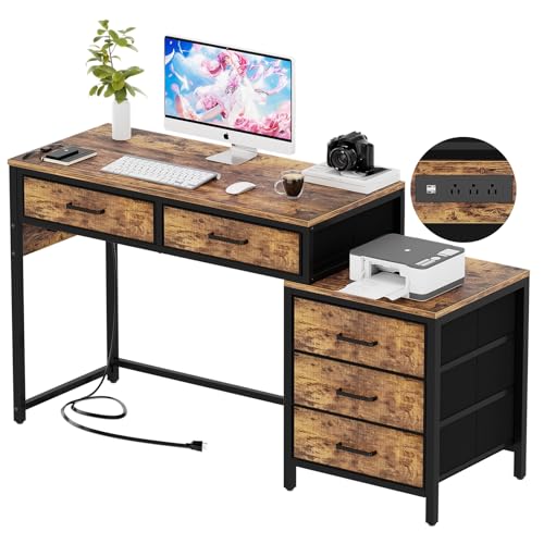 White Reversible Computer Desk with 5 Drawers X56914