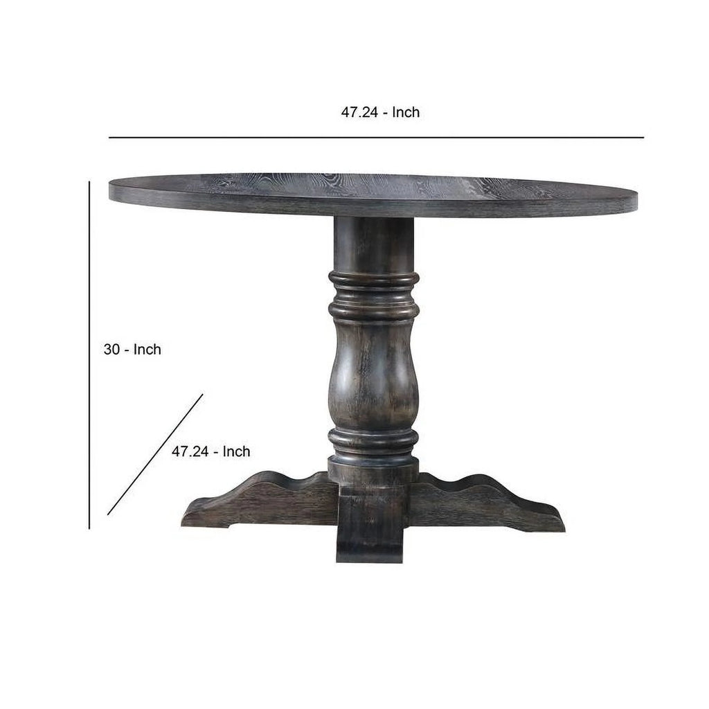 Weathered Gray Wooden Round Dining Table C870