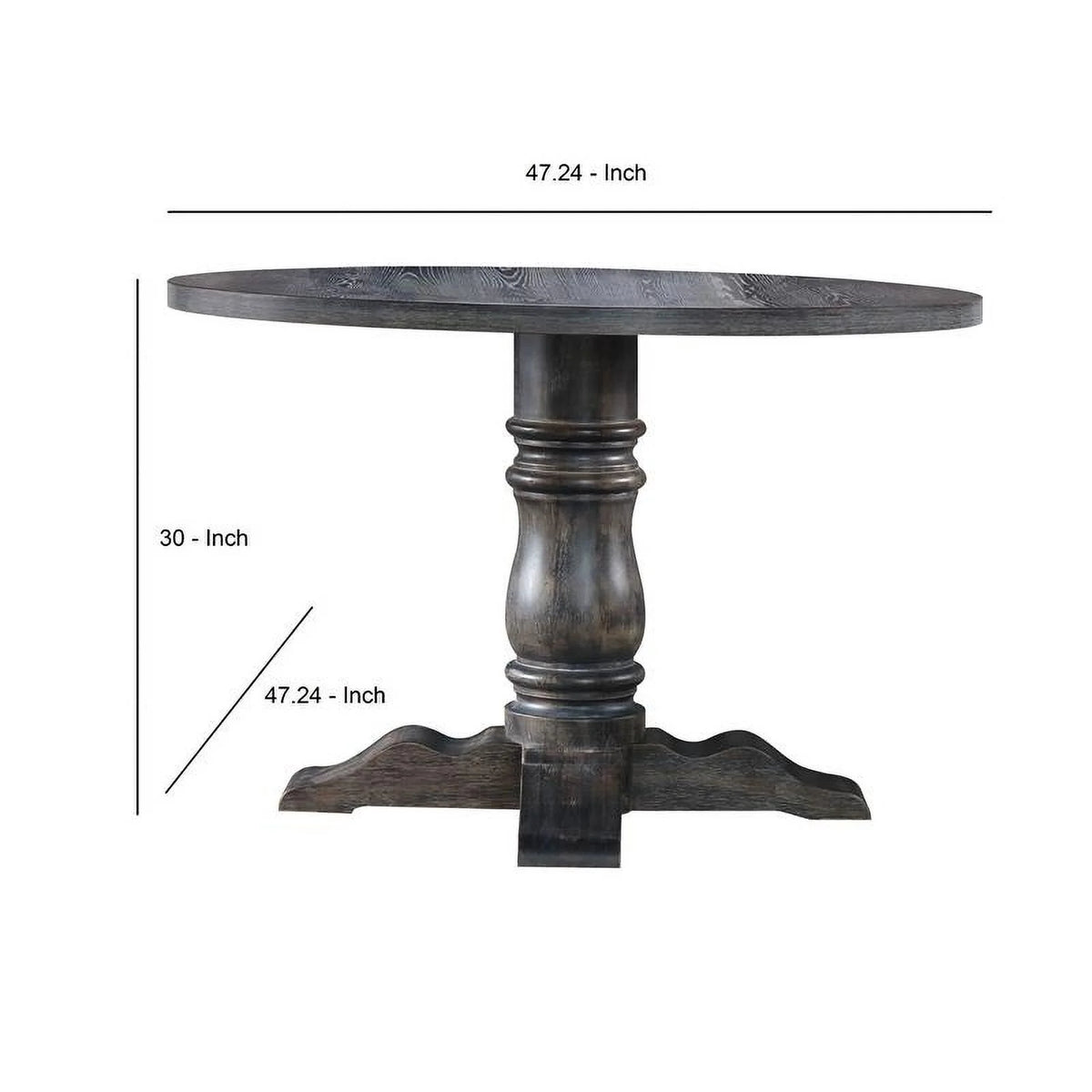 Weathered Gray Wooden Round Dining Table C870