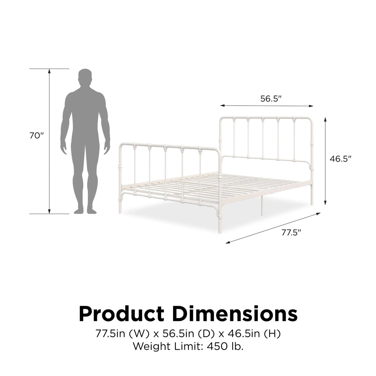 White Full Metal Bed I99443