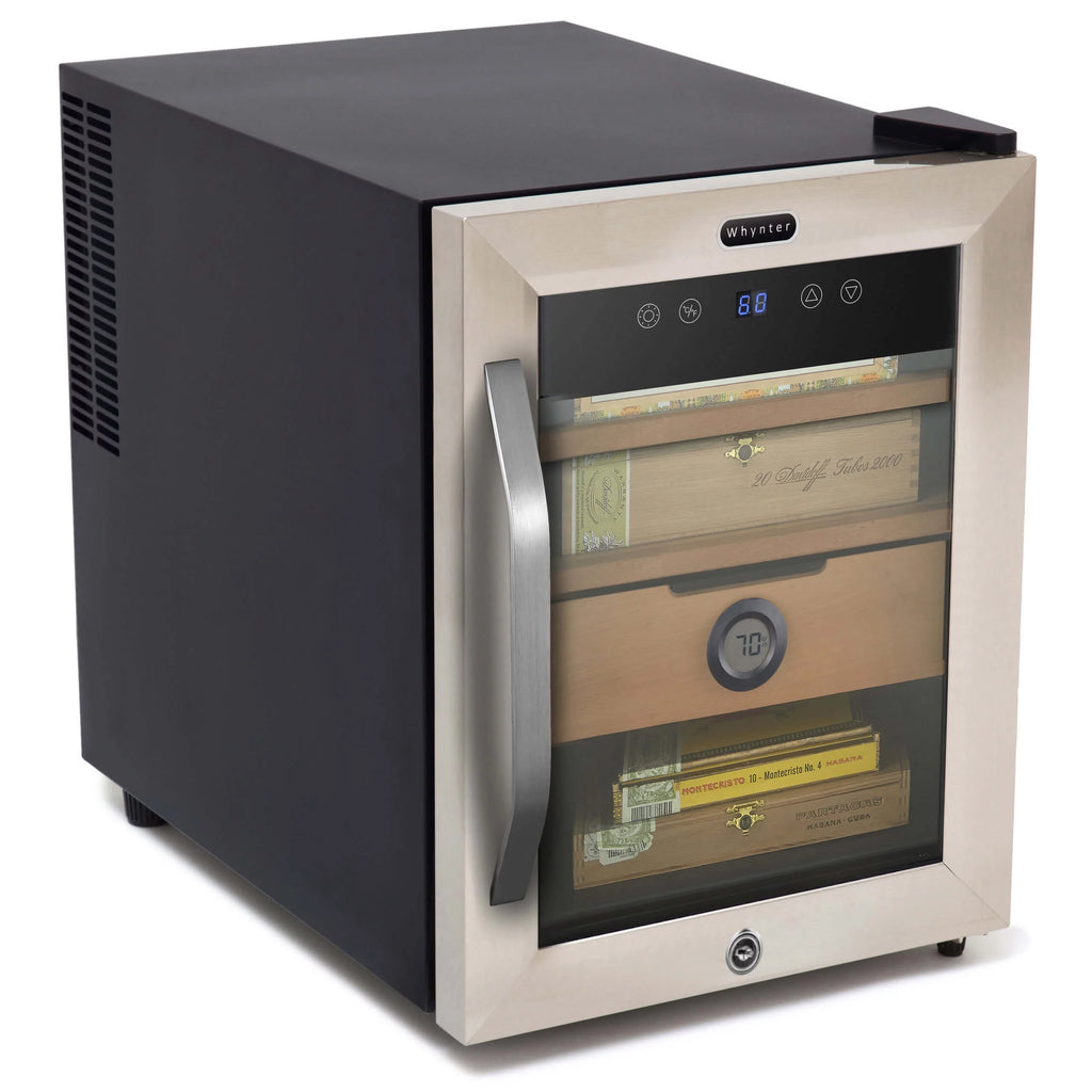 1.2 cu. ft. Stainless Steel Digital Cigar Humidor with Spanish Cedar Shelves J3066