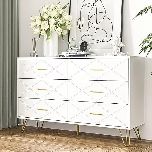 White 6 Drawer Dresser P68094