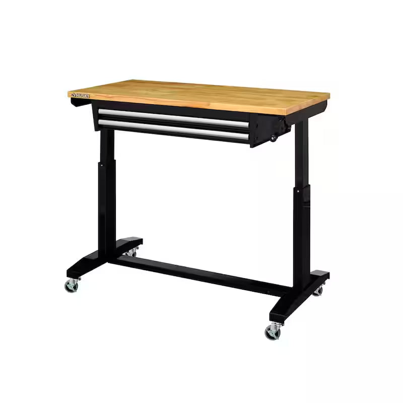 Black Adjustable Height Worktable with 2-Drawers Q9554