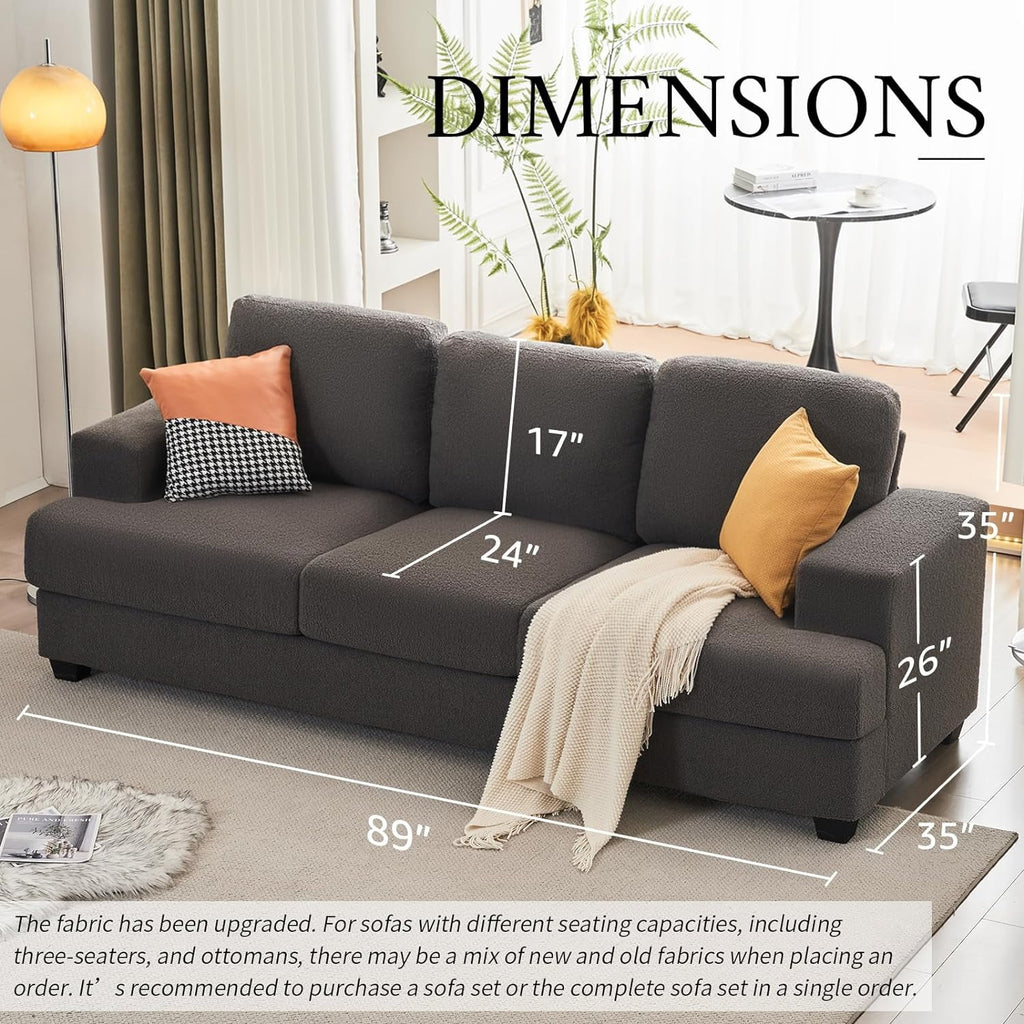 89 inch Grey Chenille 3 Seater Sofa E5605