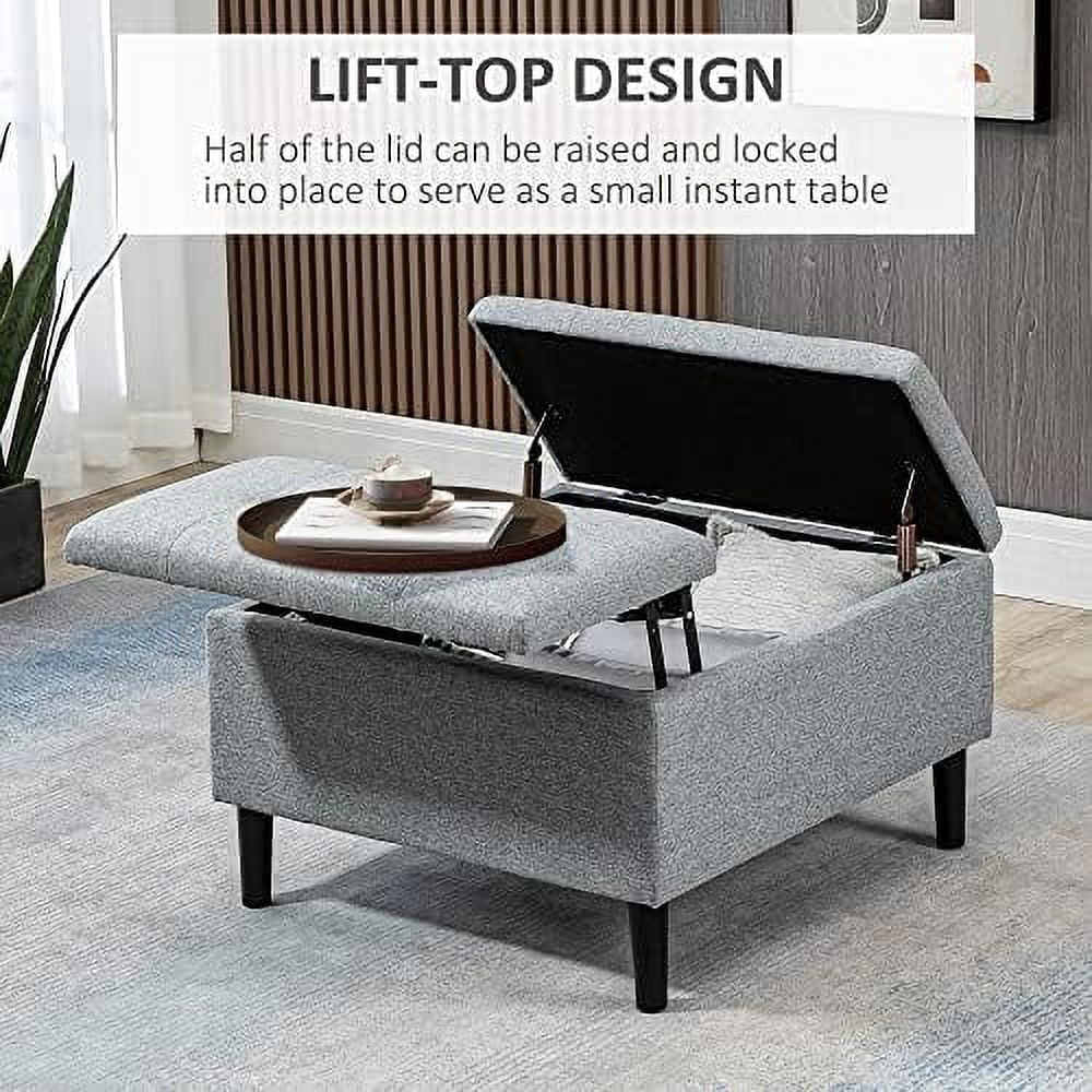 30" Square Upholstered Ottoman with Lift Top J6918