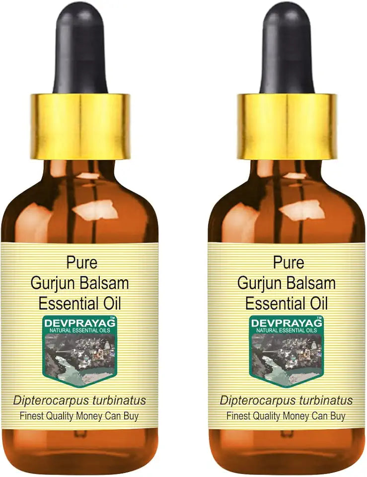 Pure Gurjun Balsam Essential Oil with Glass Dropper Steam Distilled 2 Pack 100ml V735