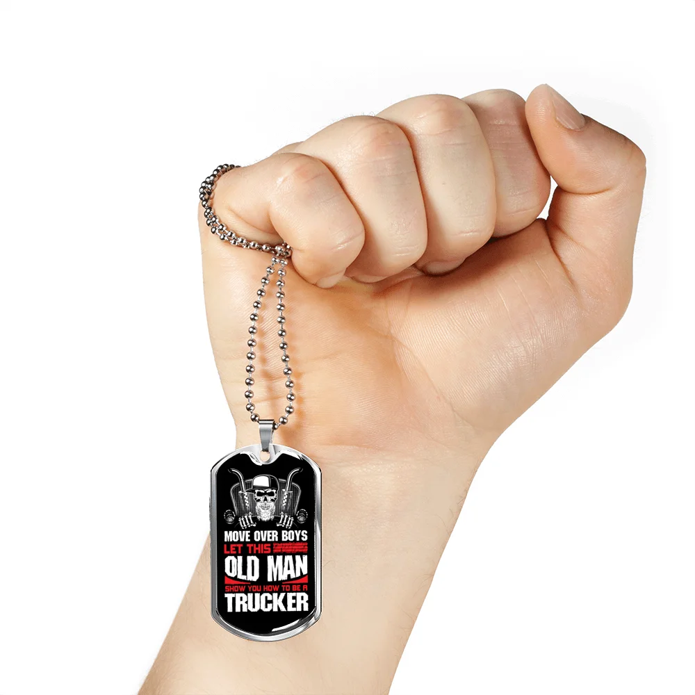 Dog Tag Stainless Steel or 18k Gold 24" Chain W821