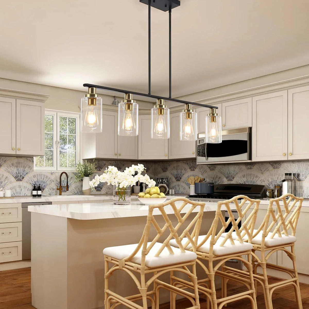 5 Lights Clear Glass Shade Island Light M40661