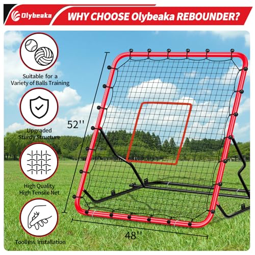 Baseball Rebounder Net with 3 Adjustable Angles 48" x 52" V66620