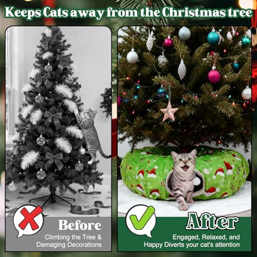 Christmas Cat Tunnel Tree Skirt with Cushion and Hanging Ball Toy L437694