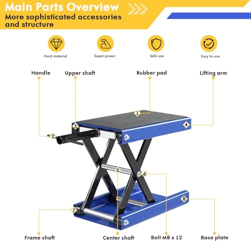 1100 LB Wide Deck Motorcycle ATV Scissor Lift Jack Stand Deep Blue L63528