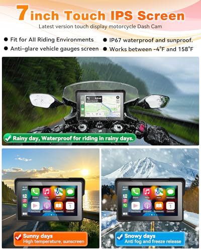 7 Inch Waterproof Touchscreen Motorcycle CarPlay Screen X8337