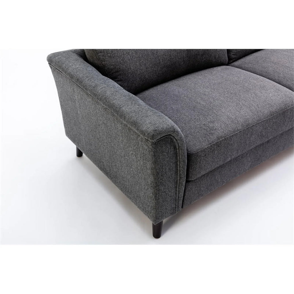 3-Piece Linen Fabric Sofa Set with Tufted Arms in Dark Gray A133418