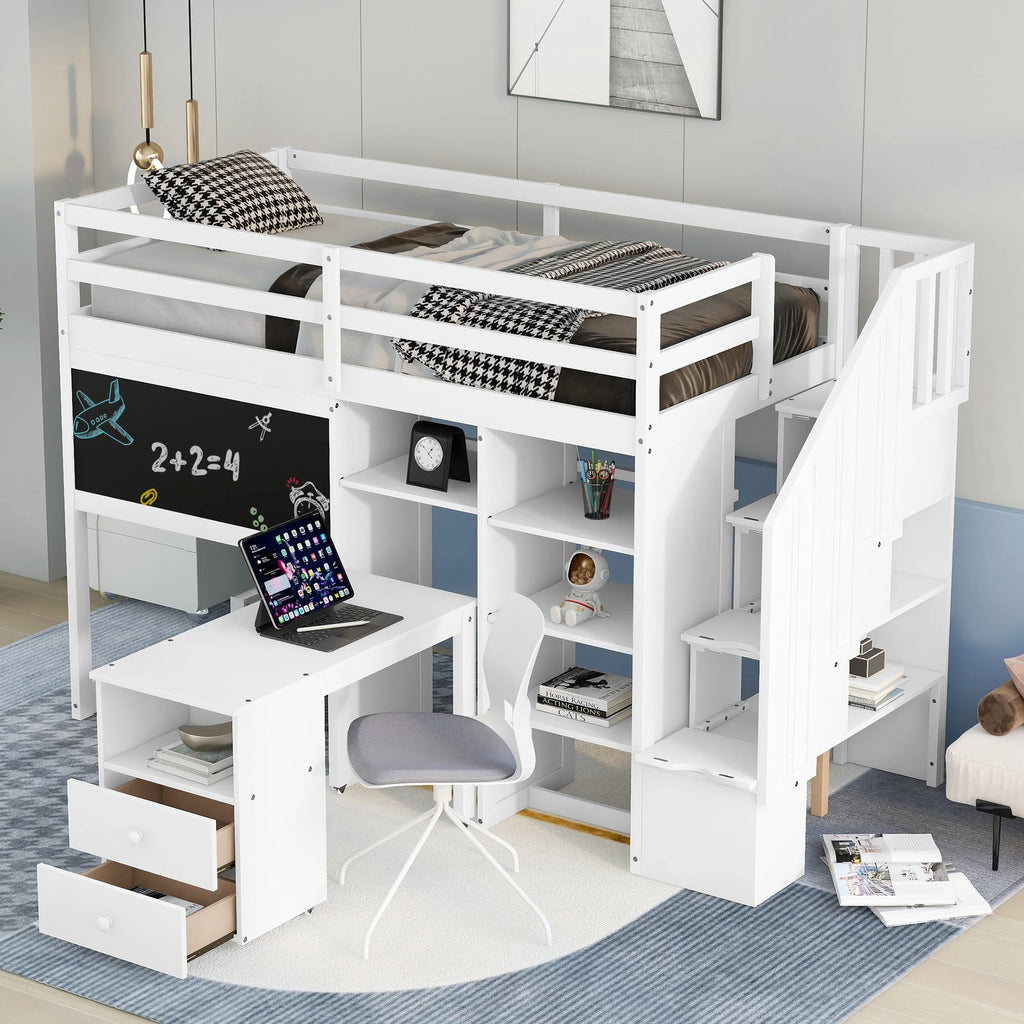 Twin Loft Bed with Storage M385