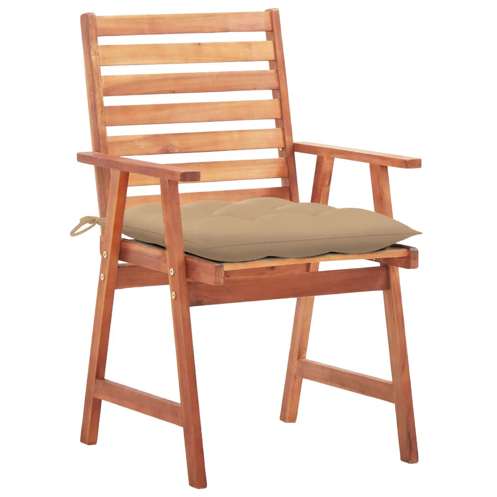 2 pcs Acacia Wood Patio Dining Chairs with Cushions X793951