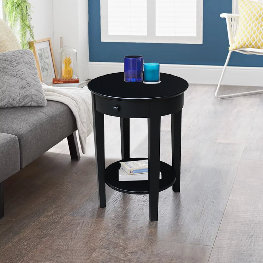 Solid Parawood Accent Table with Drawers T206389
