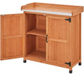 Brown Wooden Potting Bench Table with Removable Shelf Q37120
