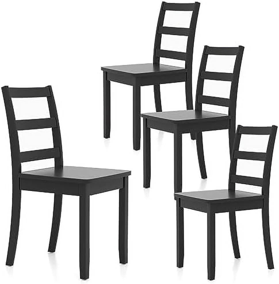 Dining Chairs Set of 2 Ladder Back Solid Rubber Wood Legs T278314