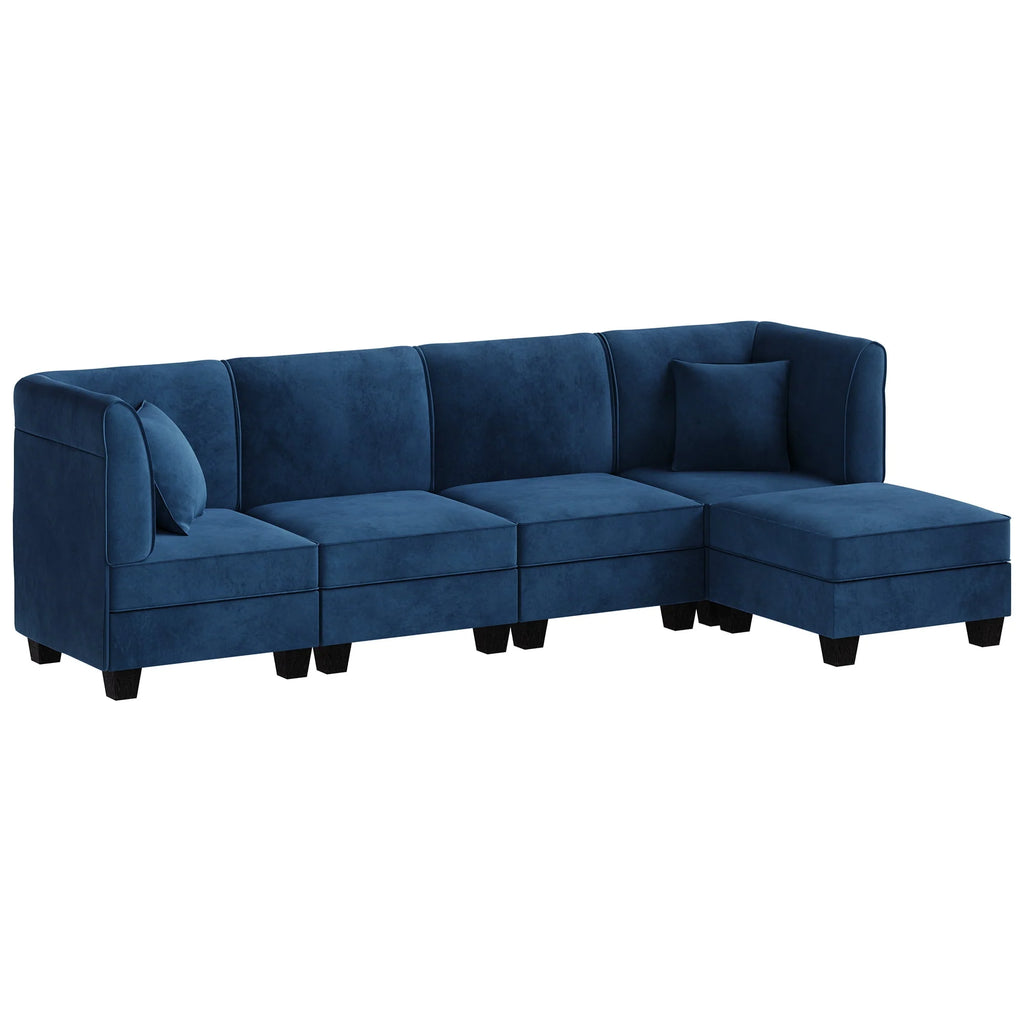 Velvet L-Shaped Sectional Sofa with Reversible Chaise R175
