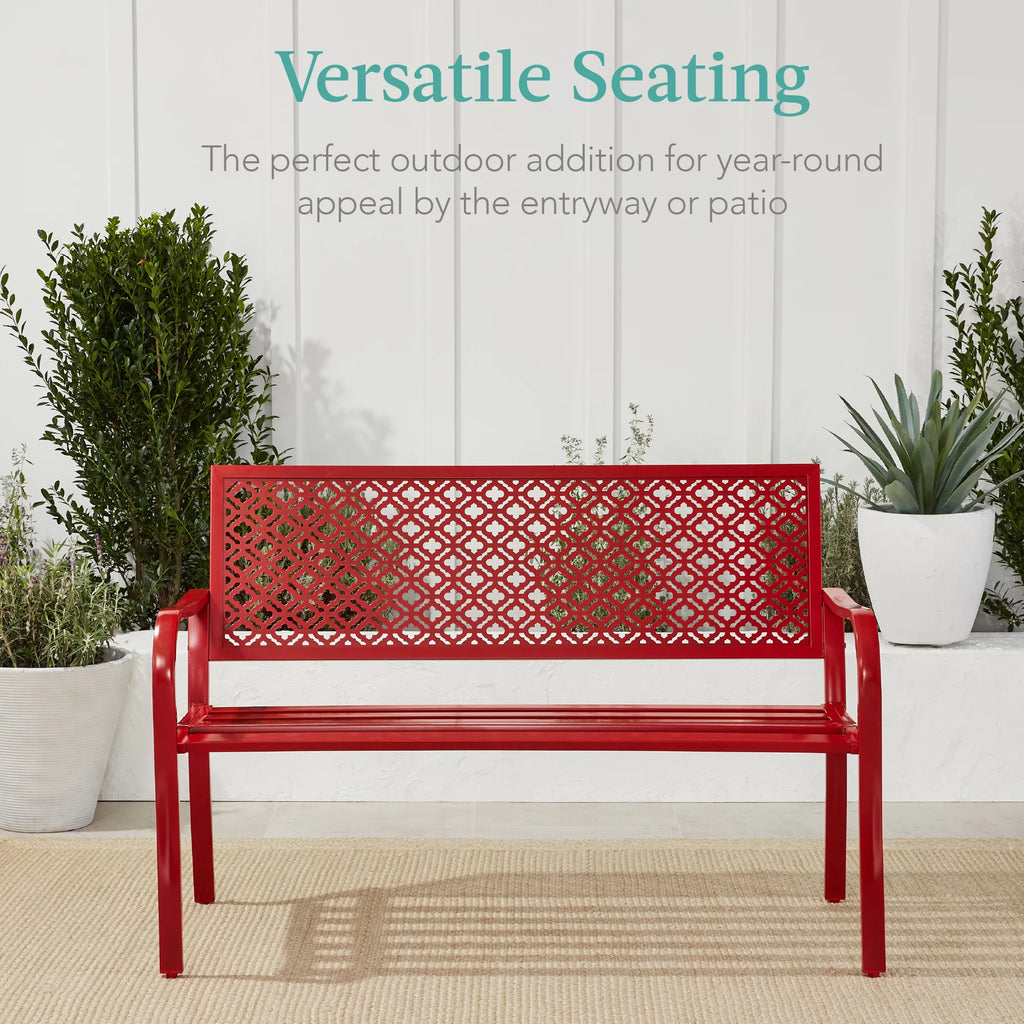 Rose Red Steel Garden Bench N435103