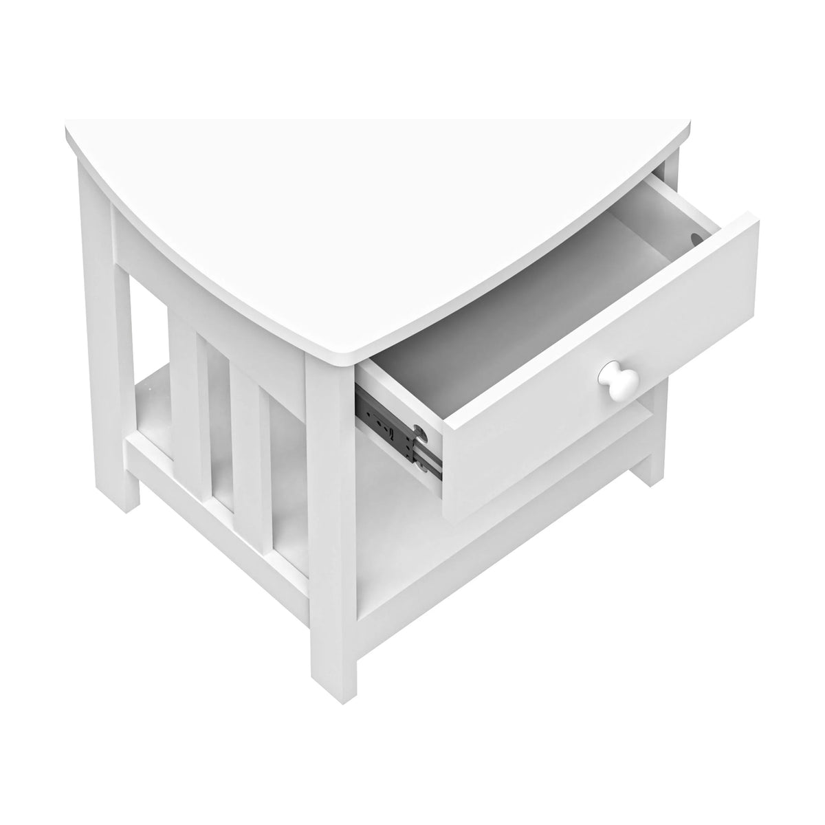 White 1 Drawer Solid Wood Side Table G41526