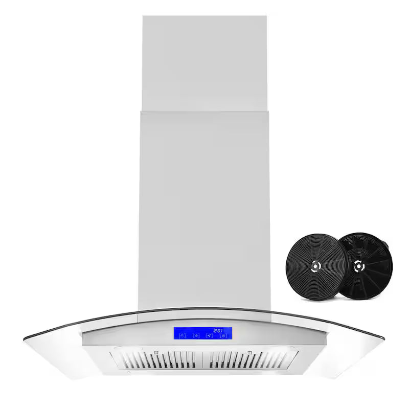 30 in. Stainless Steel Ductless Island Range Hood with Carbon Filter Kit O328