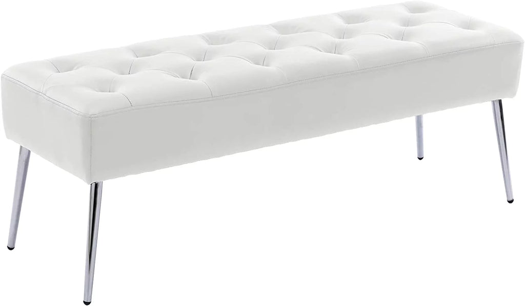 White Tufted Upholstered Bench A3838