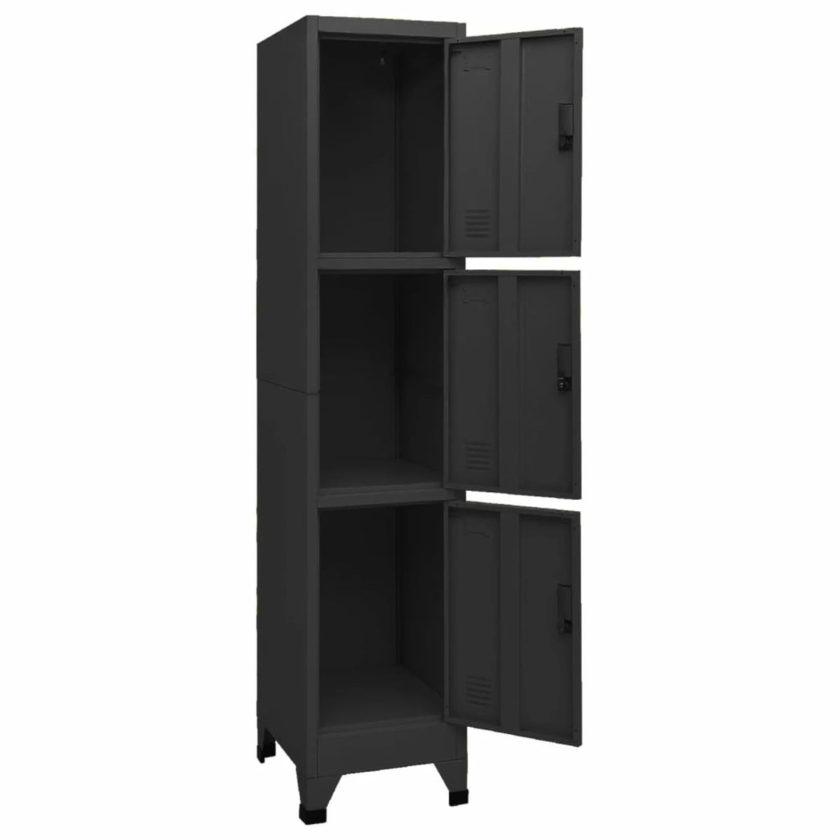 Black Steel Locker Cabinet with 3 Lockable Doors E18327