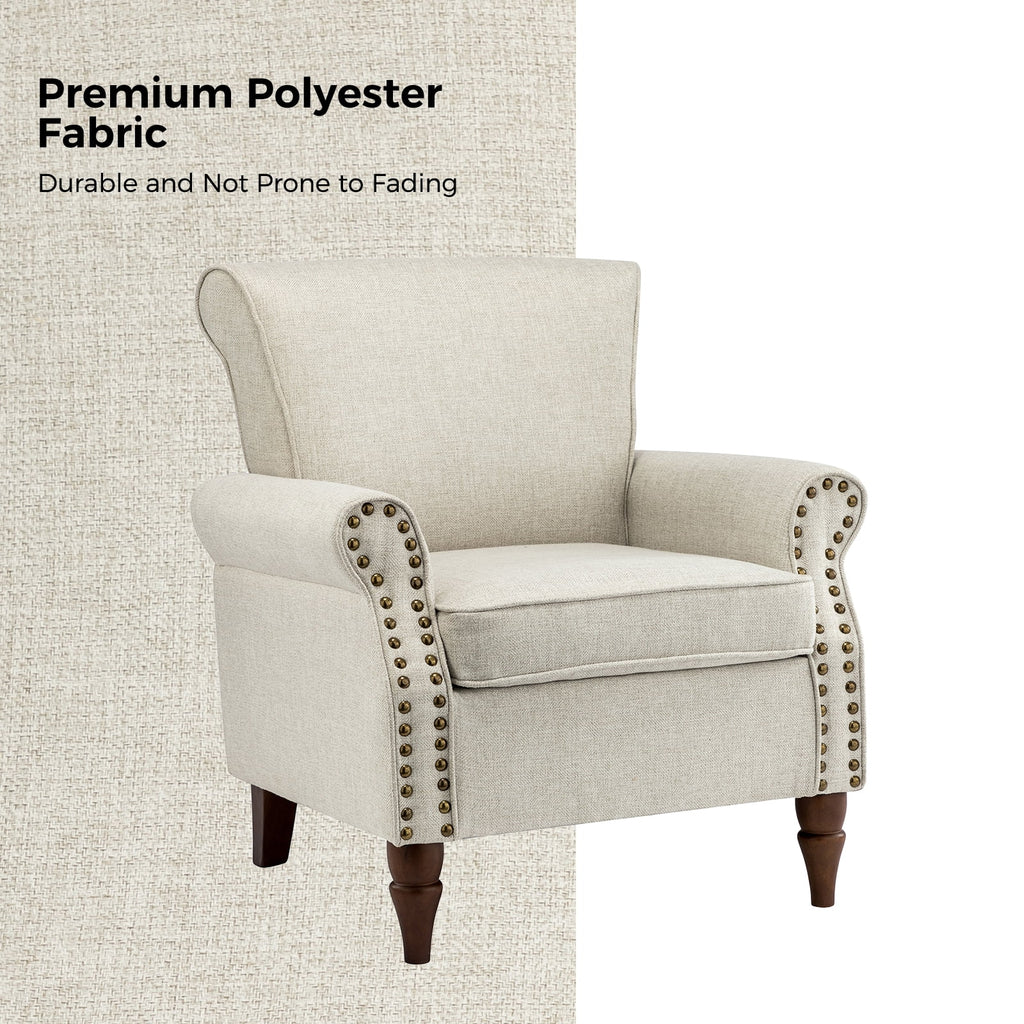 Oatmeal Accent Chair with Turned Legs Q733008