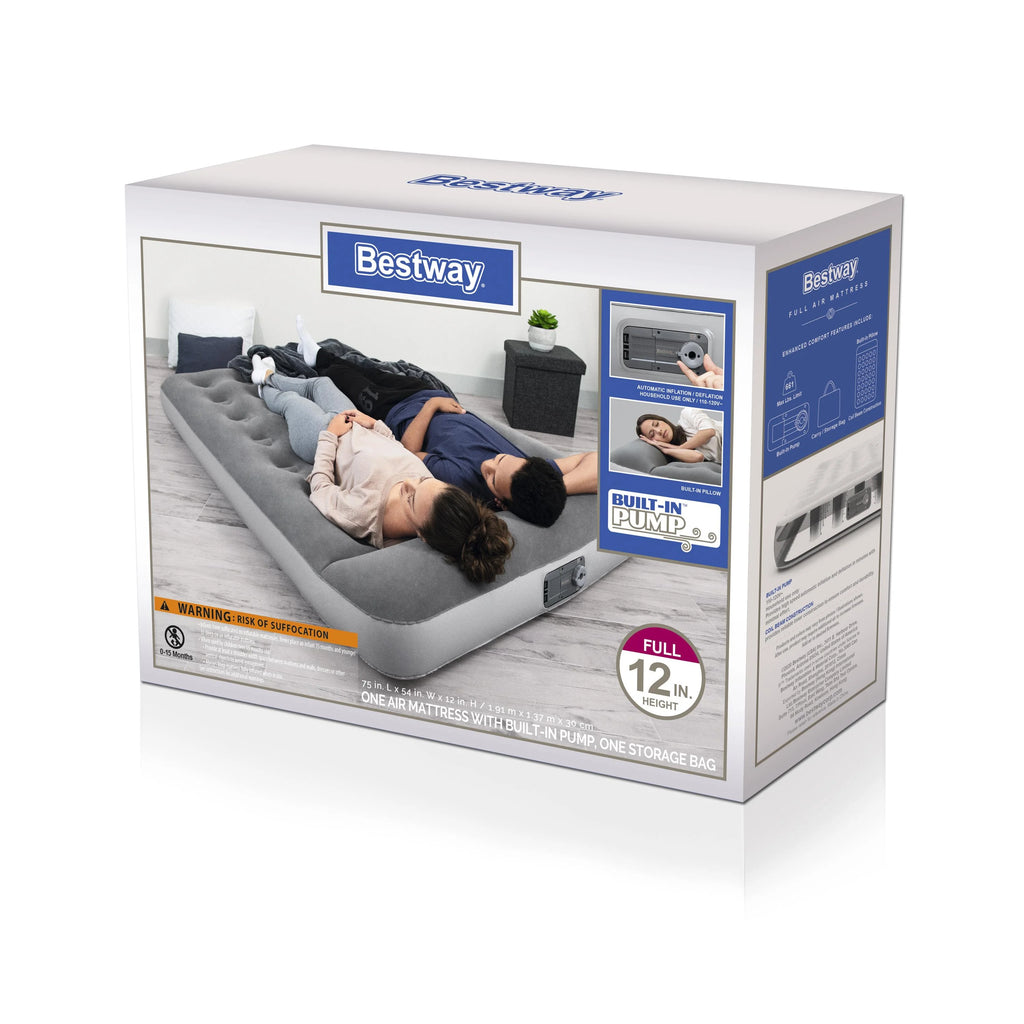 12" Gray Air Mattress with Built-in Pump E61525