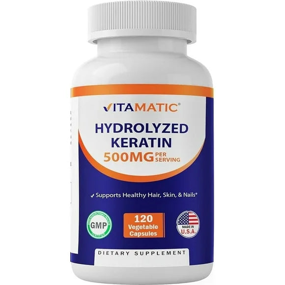 500mg Hydrolyzed Keratin 120 Vegetarian Capsules V25701