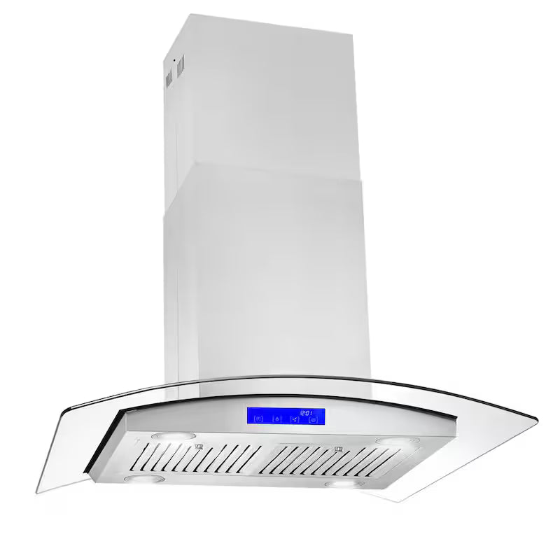 30 in. Stainless Steel Ductless Island Range Hood with Carbon Filter Kit O328