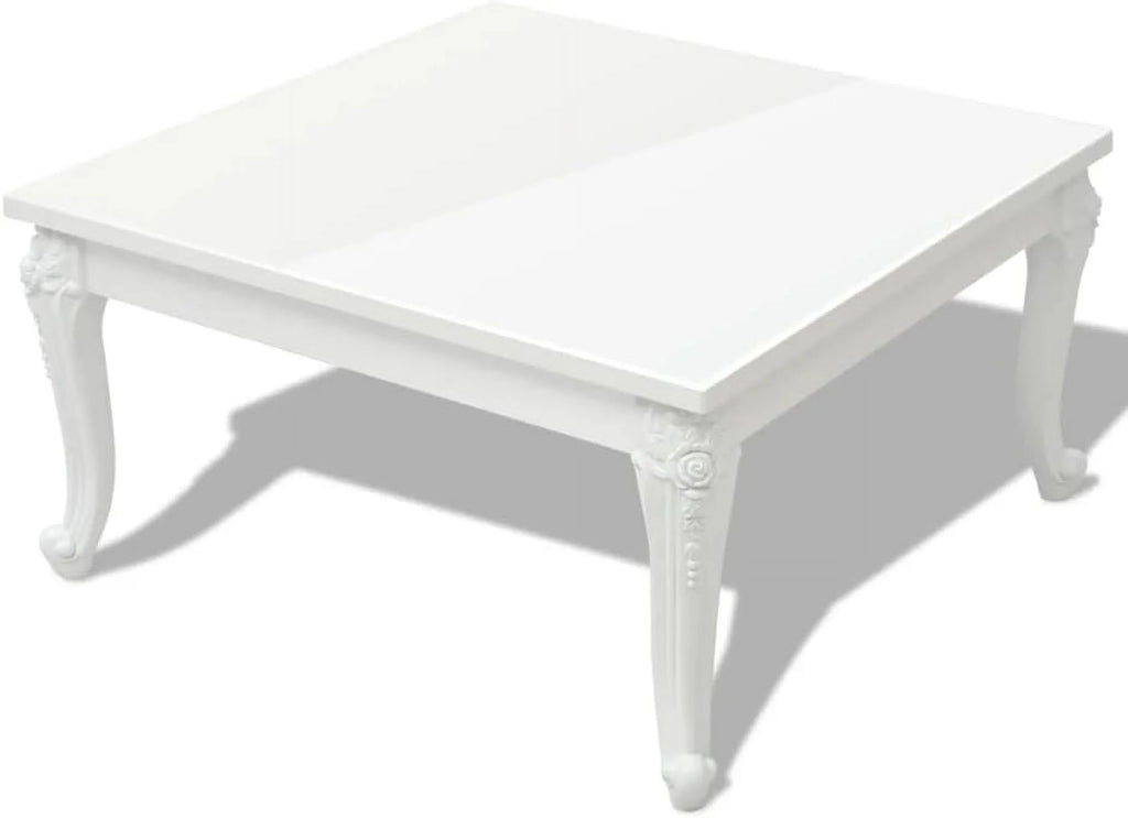 Coffee Table End Table with Plastic Legs High Gloss White V38508