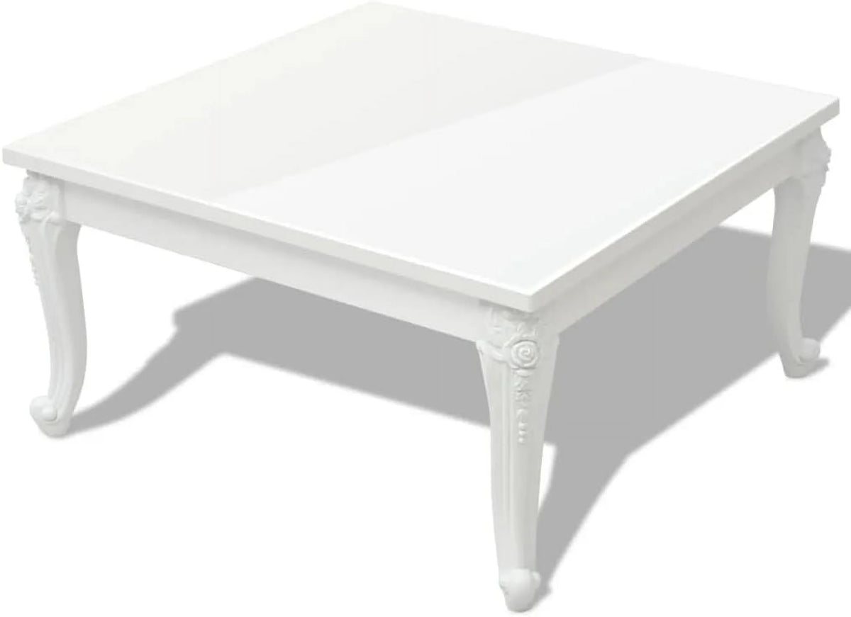 Coffee Table End Table with Plastic Legs High Gloss White V38508