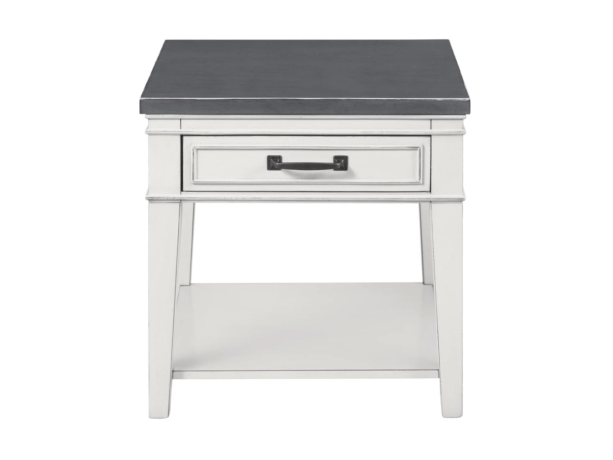 White and Grey 1 Drawer End Table J399054