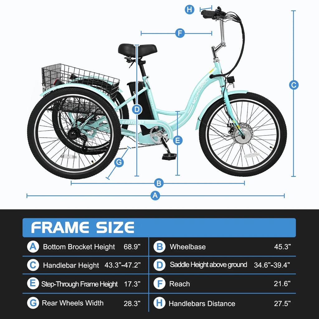 3 Wheel Electric Bike with Removable 36V 10Ah Lithium Battery E81648