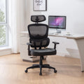 Black Ergonomic Mesh Office Chair with Footrest F865798