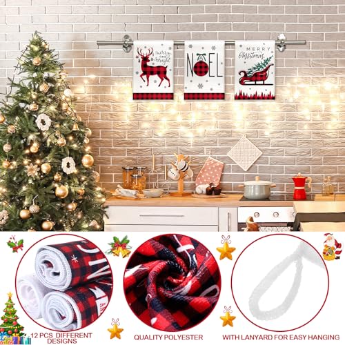 12 Pcs Christmas Kitchen Towels and Dishcloths 14.2 x 21.3 Inch N744