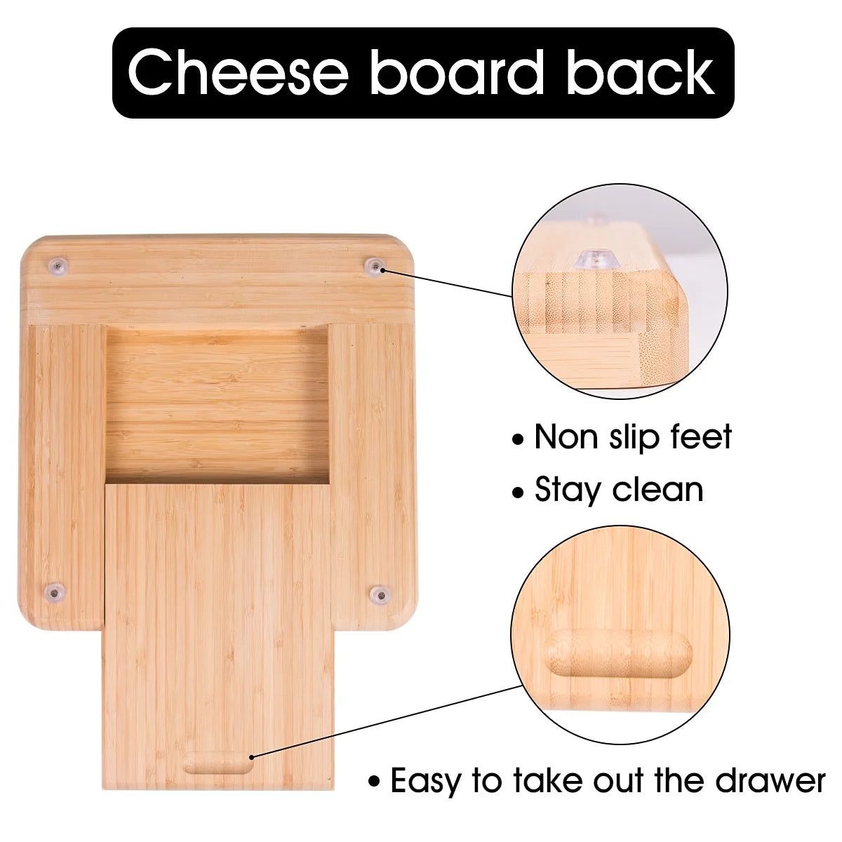 Bamboo Charcuterie Board Set with 4 Stainless Steel Cheese Knives X4470