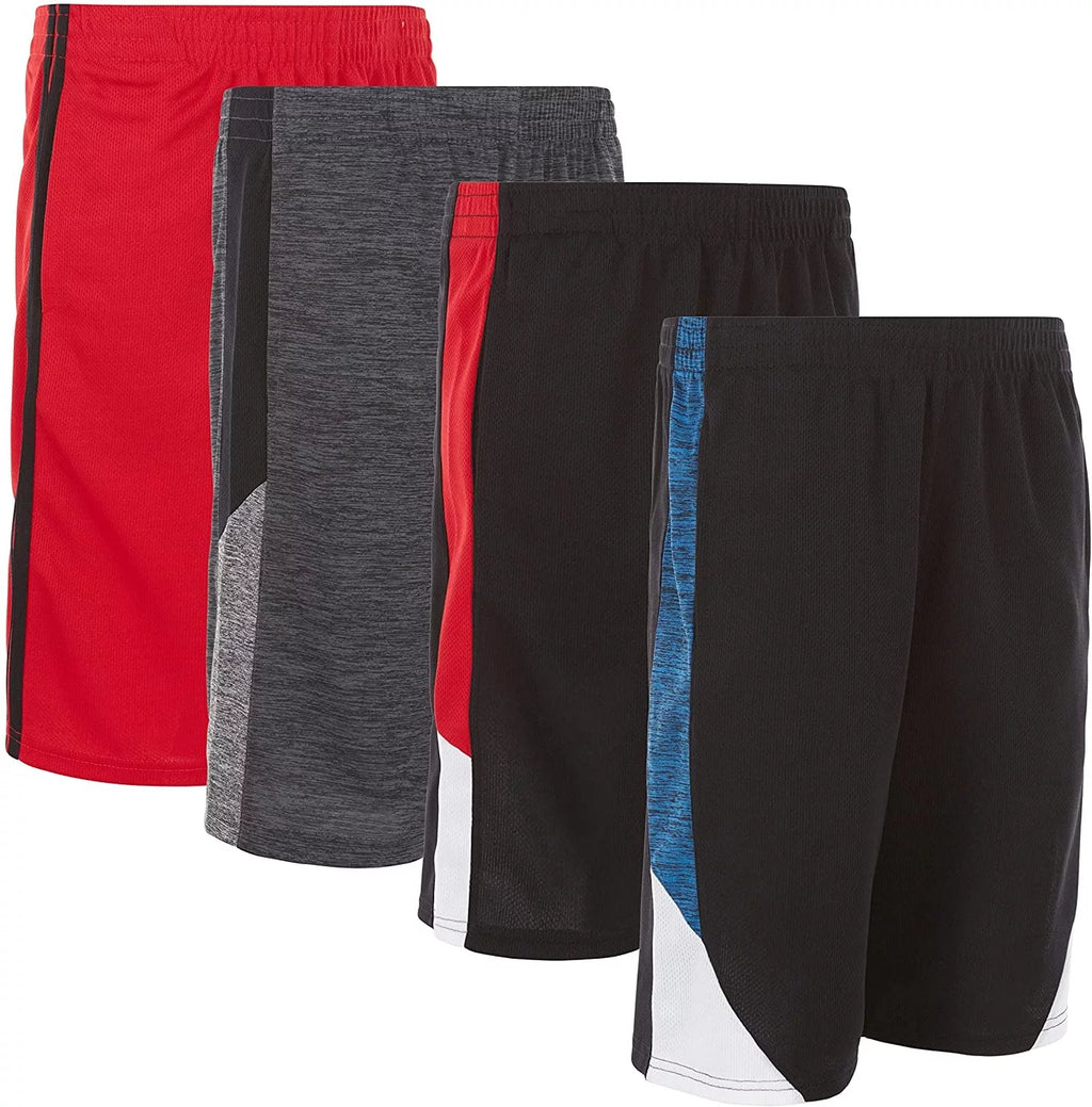 4 Pack Boys Youth Lightweight Athletic Basketball Gym Shorts O52890