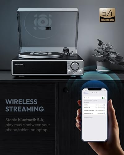 Vinyl Record Player with Bluetooth, Built-in Speakers, Phono Preamp, 33/45 RPM S518851