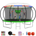 12FT 14FT Trampoline with Enclosure, Basketball Hoop, LED Light and Sprinkler L67613